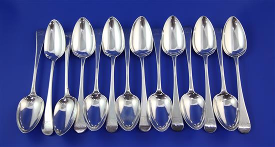 A set of fourteen George III silver Old English pattern table spoons, 33 oz.